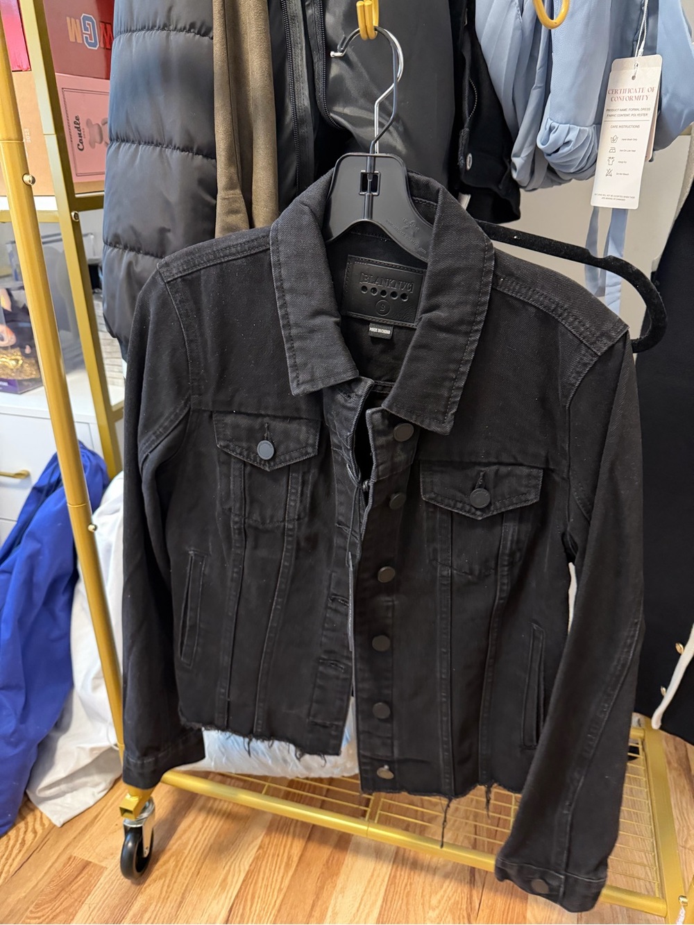 Blank NYC black denim jacket size small